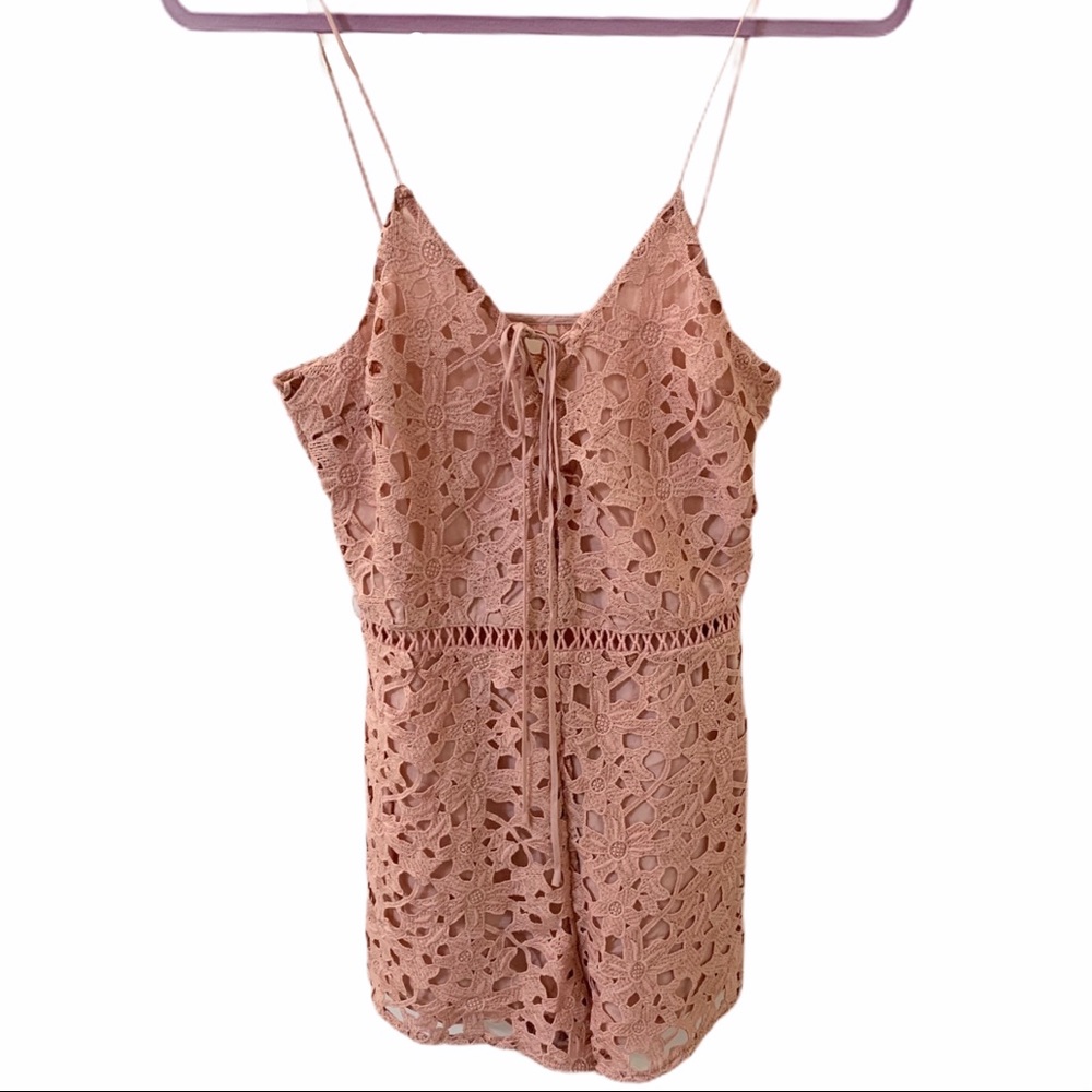 Kendall & Kylie Lace Pink Tie Romper - Picture 2 of 5